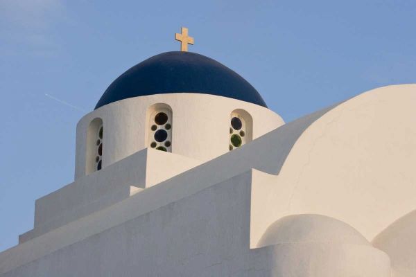 Greece, Santorini White church with blue dome